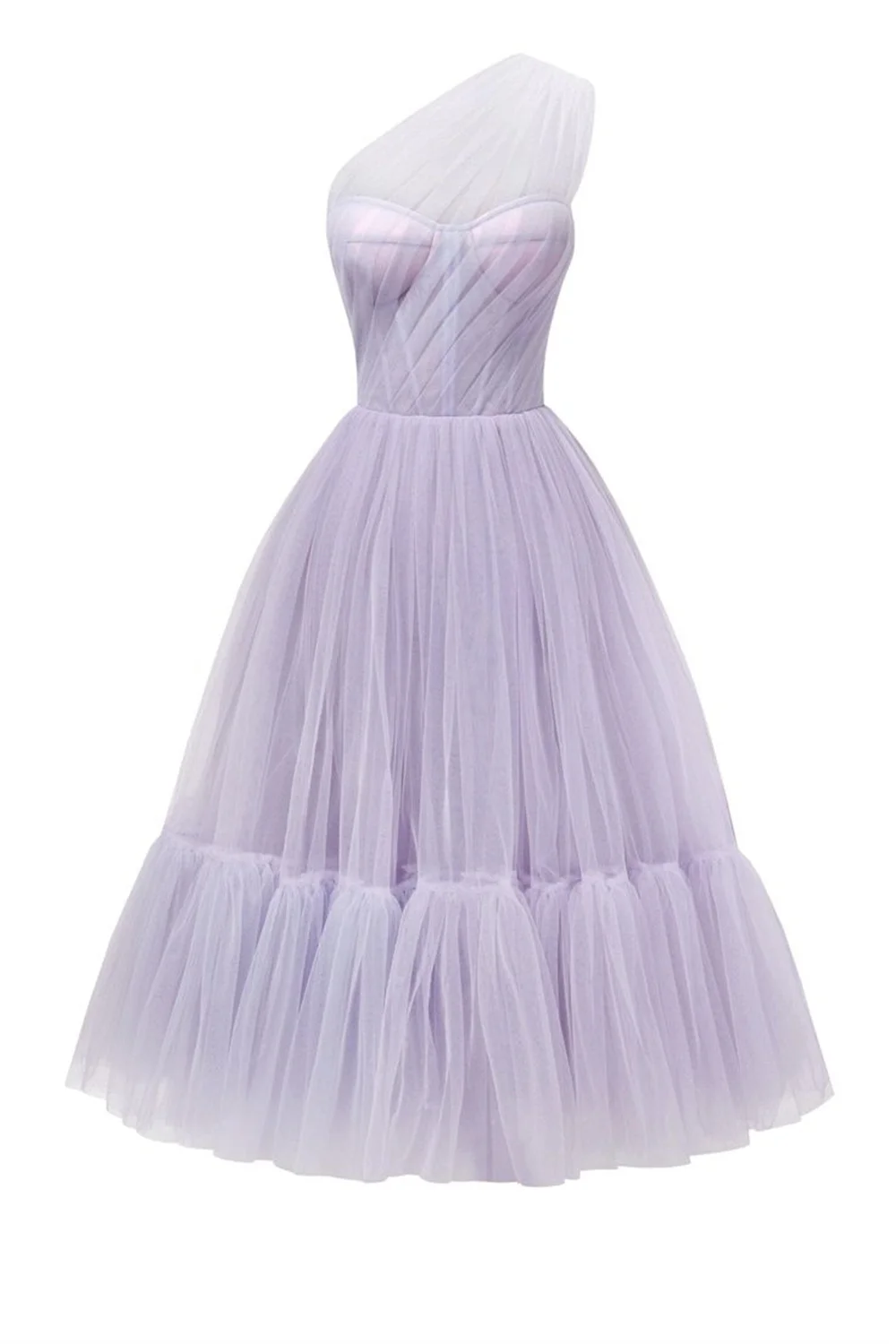 Amanda Sexy One Shoulder Knee Lenght Prom Dress 2023 Ball Gown Tulle فساتين مناسبة رسمية  Sweet Lavender Vestidos De Noche