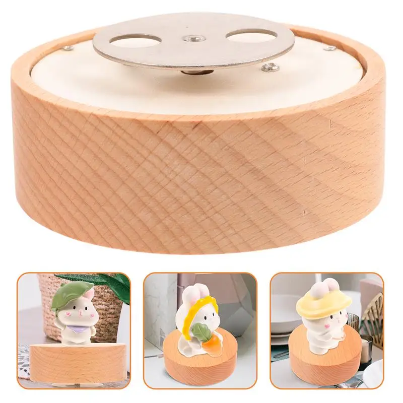 

Swivel Base Rotatable Music Box DIY Rotating Part Musical Replacement Crystal Display Shelf Bracket Wooden Round Accessory