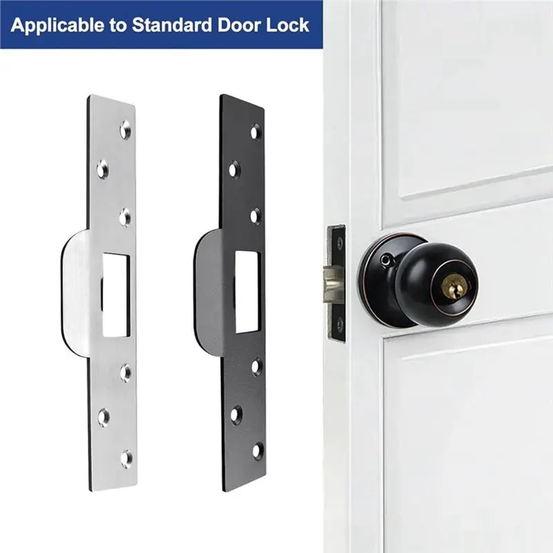 Front Door Security Device, Door Strike Plate Reinforcement Plate, 7 In. Hole Centered Front Door Strike Plates-AA26