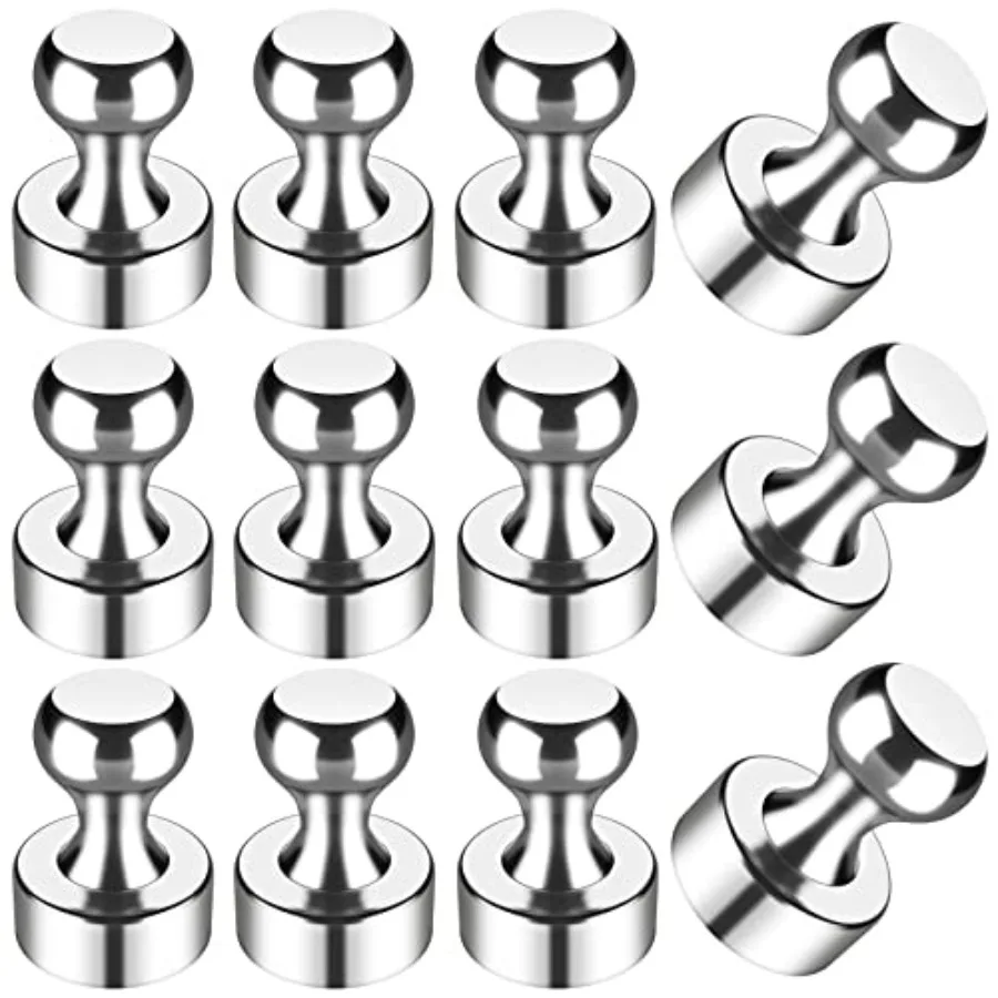 12Pcs Strong Magnets for Whiteboard Fridge Magnets 4.5cm x 2.5cm Silver Color High-Power Magnetic Hold for Kitchen Office Class