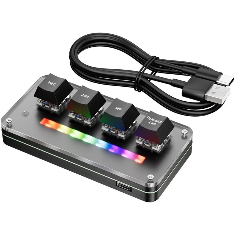 Wired Voice Input Keyboard 4 Key Customize Macro Knob Copy Paste Shortcut Key Vibecoding Keyboard
