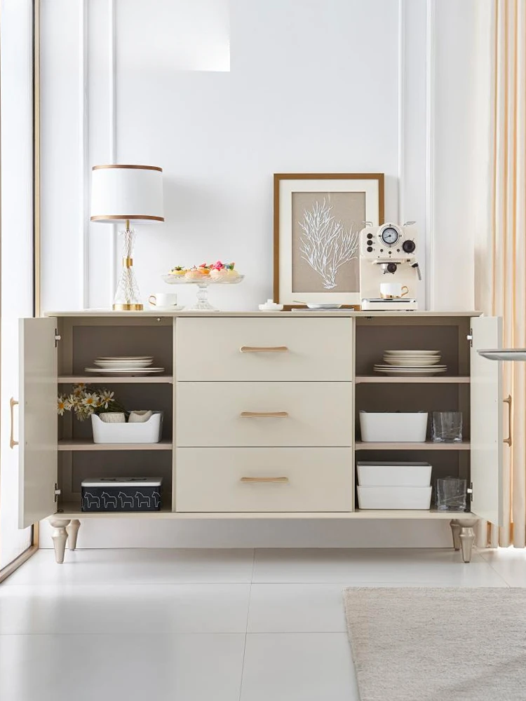 

French Cream Style Solid Wood Sideboard Nordic Light Luxury Living Room Storage Cabinet Simple Bedroom Locker