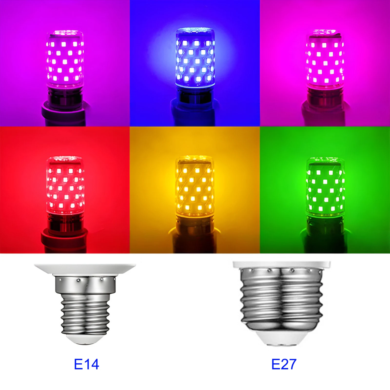 220V 230V E27 E14 LED Corn Bulb Candelabra LED Light Bulb Red Blue Green Yellow Purple Small Screw Lamp Bulb For Home Decoration