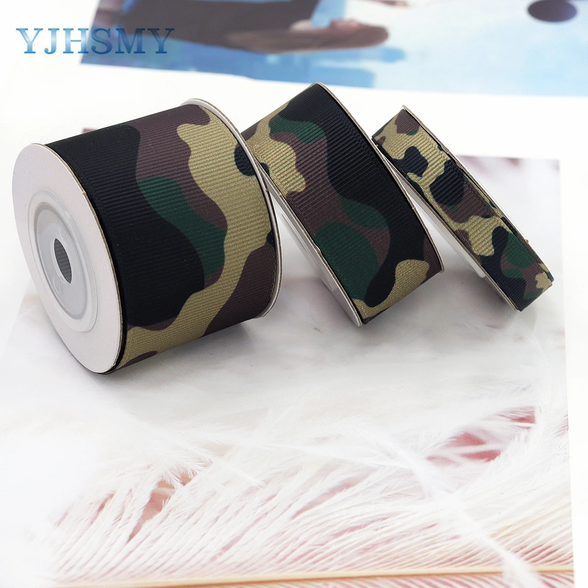 Camouflage Print Woven Ribbon Camo Ribbon Wrapping Camouflage Ribbon Polyester Fabric Ribbons for Wreath Bow DIY Crafts Party