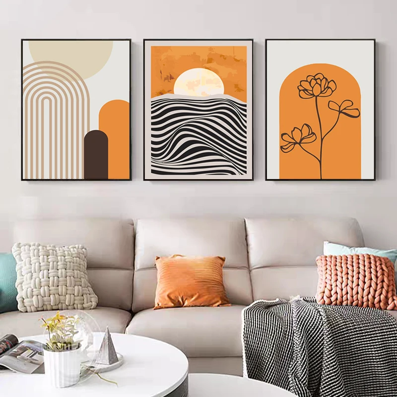 

Cr Sle Tripch DIY Digital Oil Painting Living Room Baund Wall Decoration Abstract Warm Color Hanging Ar...