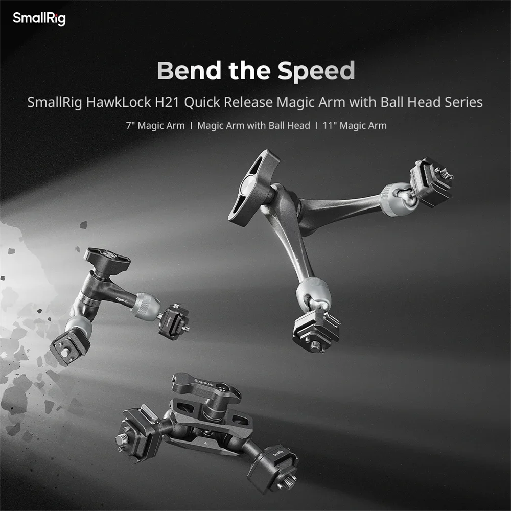 SmallRig HawkLock H21 Quick Release Rosette Magic Arm 11inch with Ball Head Self-Locking System Anti-Deflection Protection