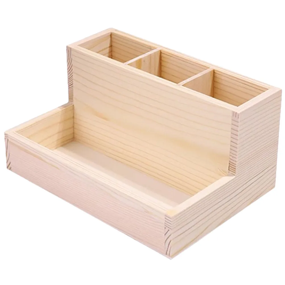 

Деревянный настольный органайзер для косметики с несколькими отделениями, подставка для кистей для макияжа, для туалетного столика и дома