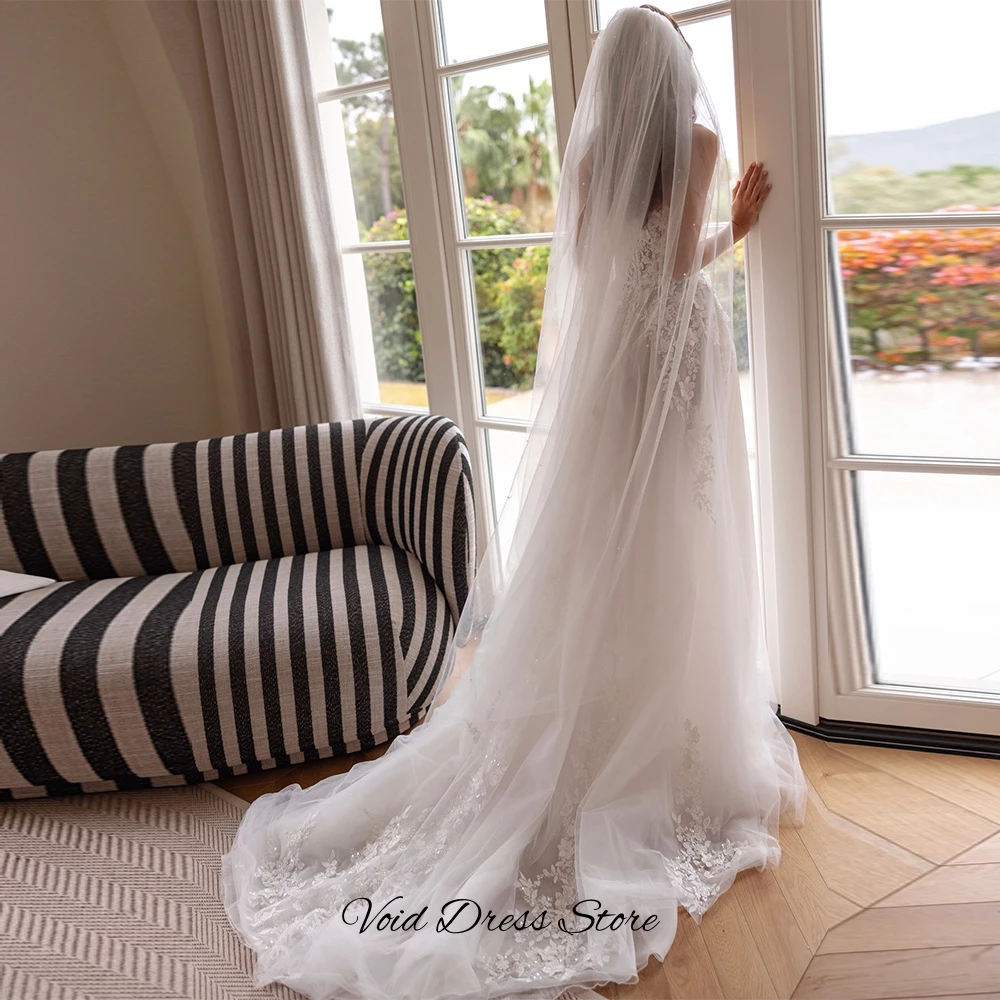 High Quality Handmade Flowers Vestido De Novia Customized A-Line Tulle Wedding Dress Exquisite Sequined Beading Robe de mariée