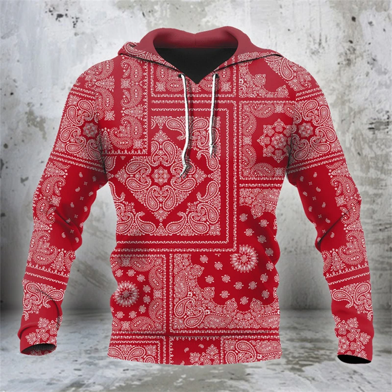 New Men\'s Hoodie Bandana Stripe 3d Printing Fashion Street Long Sleeve Hooded Sweatshirt Casual Jacket Pullovers Outdoor Tops