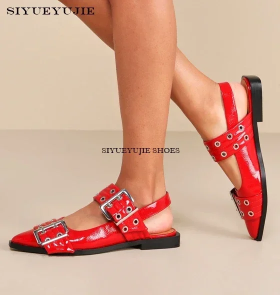 

New Women Shoes Modern Sandals Casual 2024 Spring Fashion Buckle Pointed Toe Shoes Slingbacks Footwear Ladies Flats Sandals