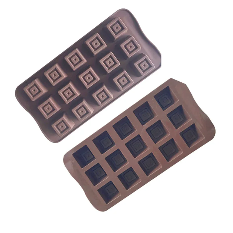 Wholesale 15-piece Square Silicone Chocolate Mold Truffle Mould Homemade Ice Tray Fire Paint Wax Stand Molds 257