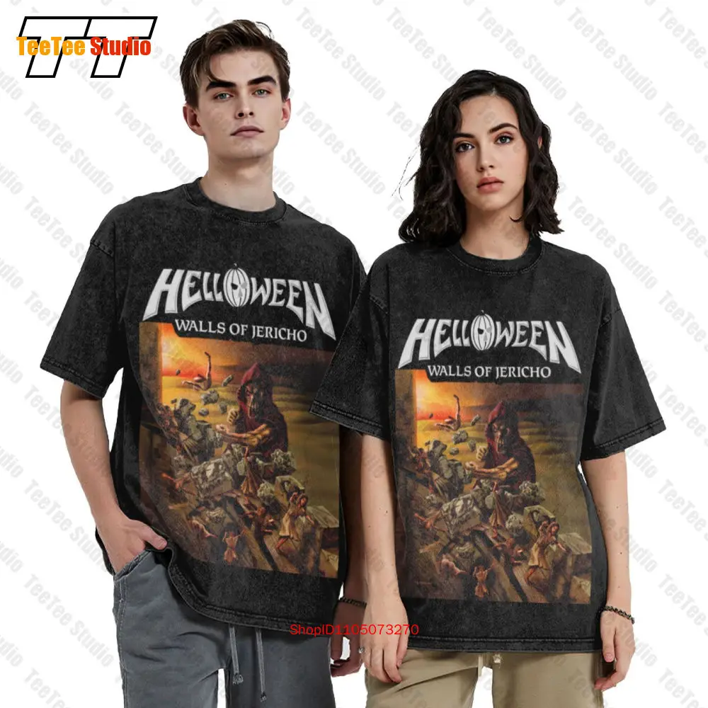 Helloween Walls Of Jericho Album Cover Metal Music Band Vintage Oversized T-Shirt G3CT