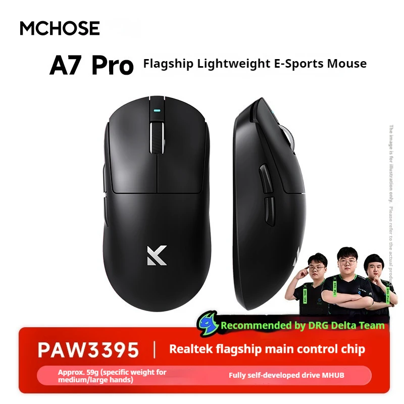 

New Mchose A7 V2 Advanced Lightweight Design E-Sports Mouse Game Ultra Three Mode Wireless Bluetooth Paw3950 Ti Custom Sensor
