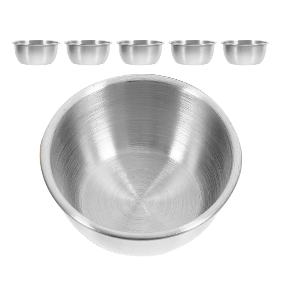 6 Tazas para Salsas de Acero Inoxidable de 70 ml, Mini Tazones para Salsas, Condimentos, Salsa de Soya, Aderezo para Ensaladas, Reutilizables, Pequeños