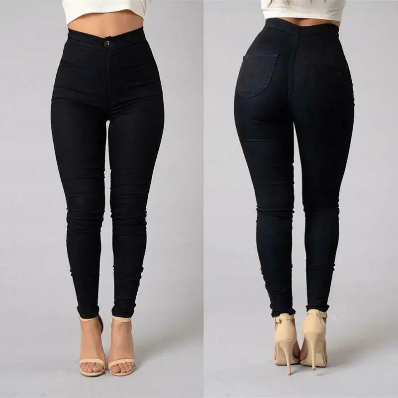 Women Pants Solid Color High Waist Button Slim Professional Trousers White Black Pants Plus Size Formal Female Pencil Pants