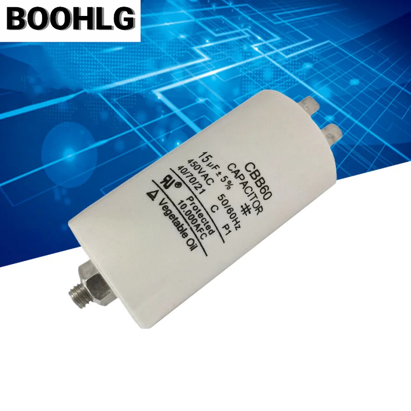 1PCS CBB60 450V AC 4/5/6/8/10/12/14/15/16/18/20/25/30/35/40/45/50uf running motor start capacitor four 4 pins with bottom screw