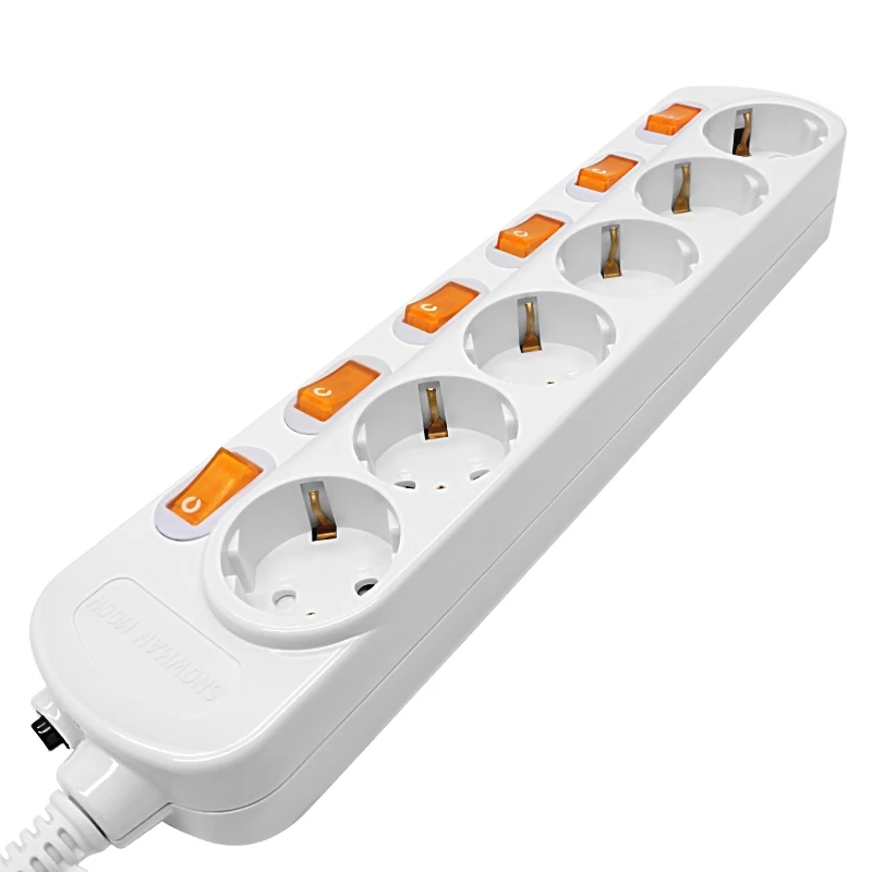 Snowman moon 3/4/5/6AC Overload Protection Power Strip Independent Switch Control EU Sockets outlet extension cord 16A 3500W