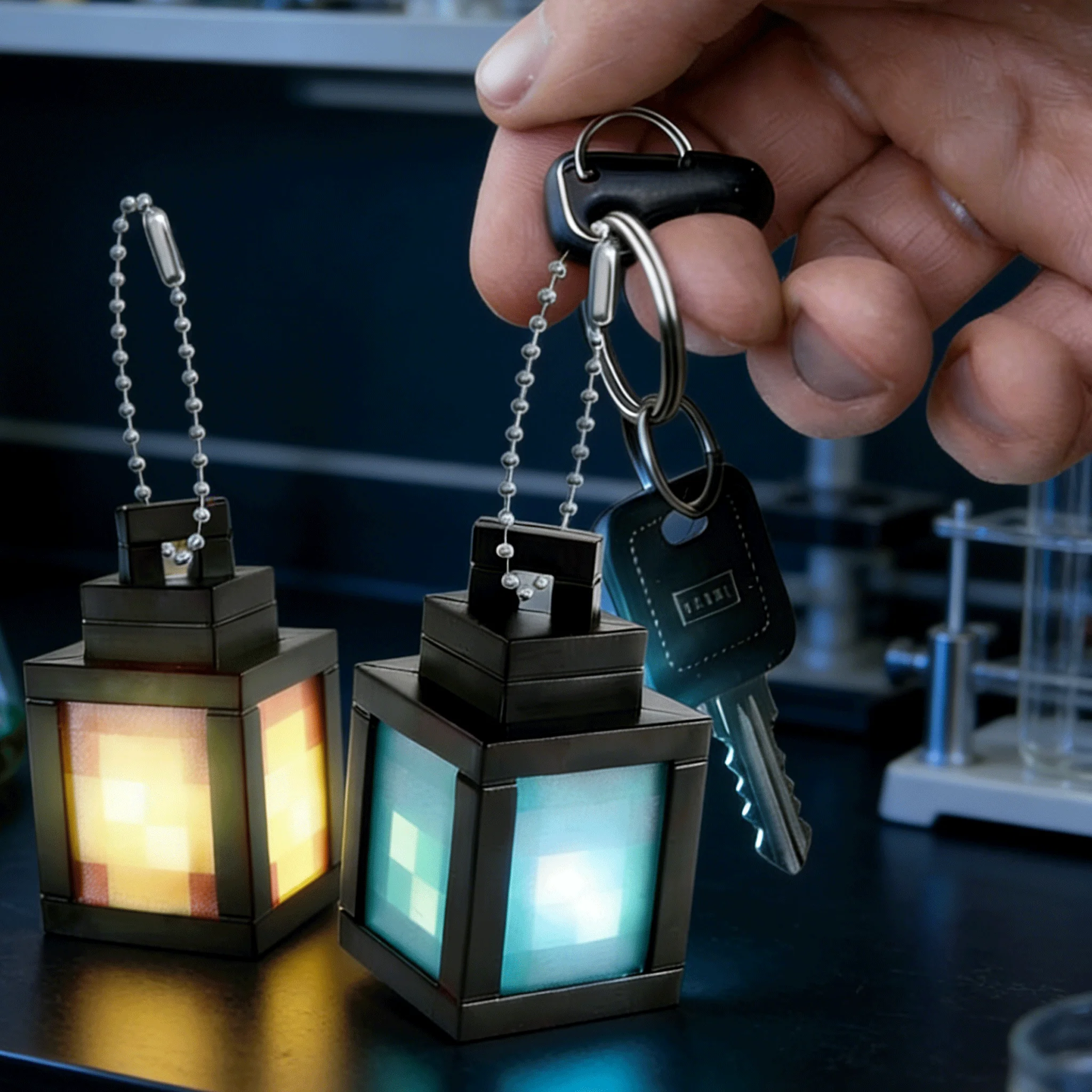 Luz Nocturna Estilo Pixel, Linterna Recargable, Mini Llavero Luminoso, Accesorio de Juego Mc, Colgante para Mochila, Llavero, Regalo para Niños