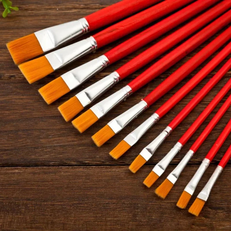 

Rod red oil paint brush nylon 1-12 number suit of manufacturers direct sales brush painting watercolor brush artist Art Supplies