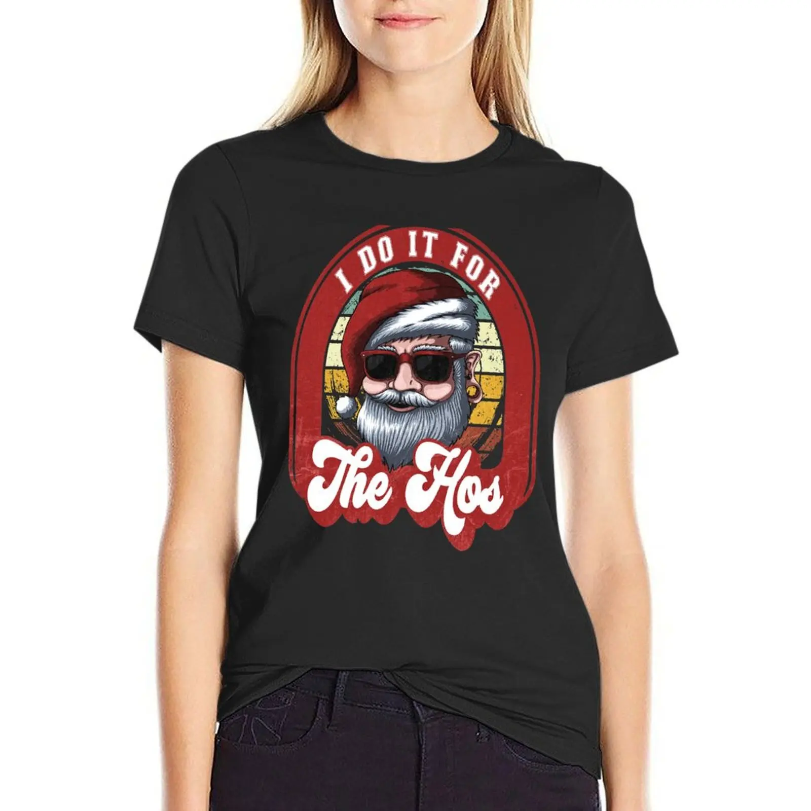 

I do it for the hos funny xmas Santa dirty inappropriate christmas T-Shirt vintage Women's cotton t-shirt