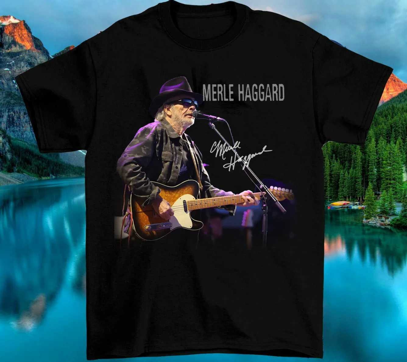 Merle Haggard Signature Cotton T- Shirt Unisex All Size S to 2345XL