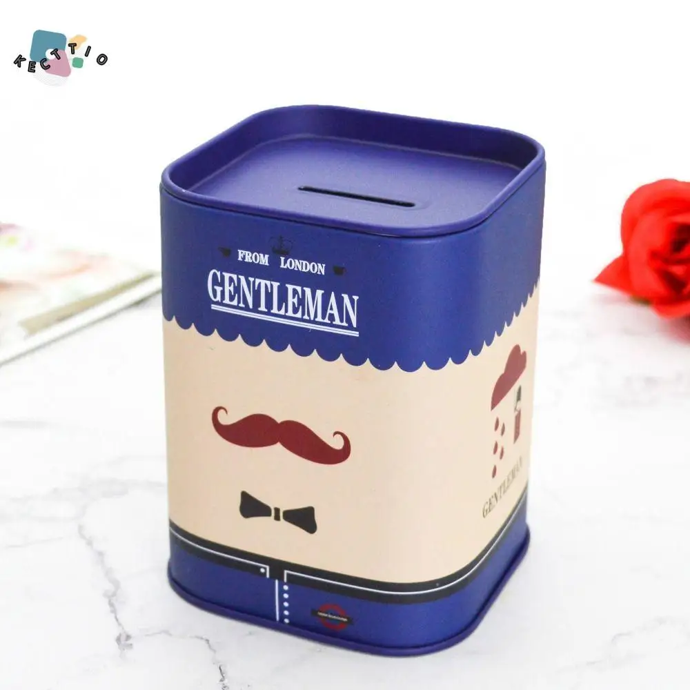 Creative Square Shape Square Tinplate Piggy Bank Odorless Durable Cute Pen Holder Iron Art Kids Storage Box Storage Box