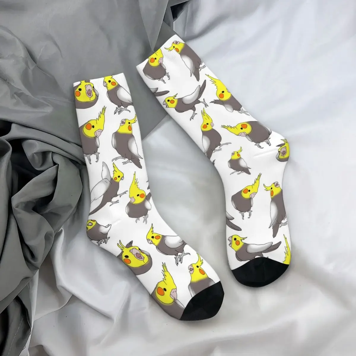 Cockatiel Doodle Pattern Skarpetki Harajuku Pończochy pochłaniające pot Całosezonowe długie skarpetki Akcesoria Mężczyzna Kobieta Prezent urodzinowy