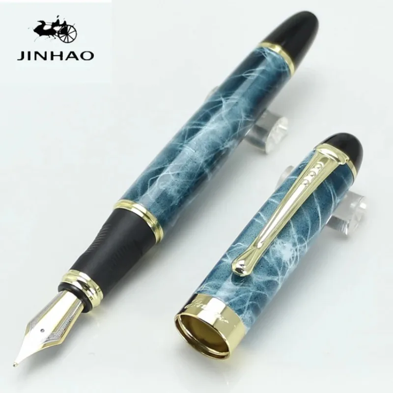 JINHAO X450 Fountain Pen 18KGP Broad Nib Blue and Black Fog Pattern 22 Styles Stationery School&Office Supplies Writing Pens