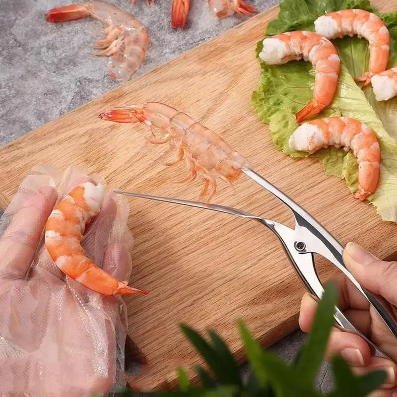 Stainless Steel Shrimp Peeler Prawn Shrimp Deveiner Fishing Knife Lobster Shell Remover Peel Device Kitchen Seafood Tools