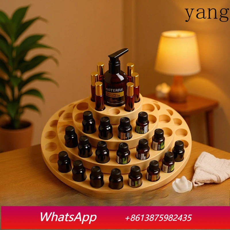 

YJQ rotatable round essential oil box 63 grid wooden box wood essential oil packaging box