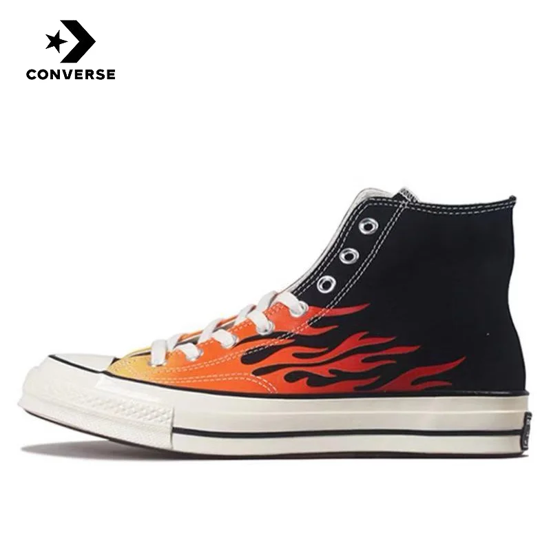 

Converse 1970s ctas 70 hi огнестойкие легкие высокие холщовые ботинки для мужчин и женщин, черные и красные строчки