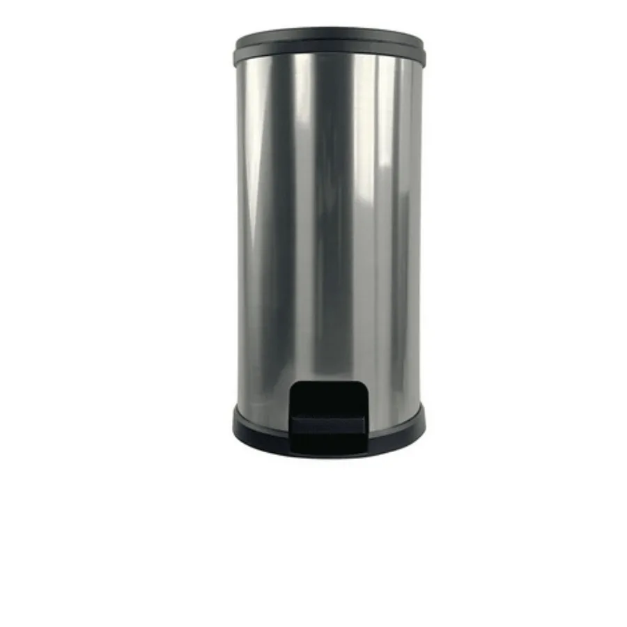 

Mainstays 7.9 Gallon Trash Can Plastic Round Step Kitchen Trash Can Silver
