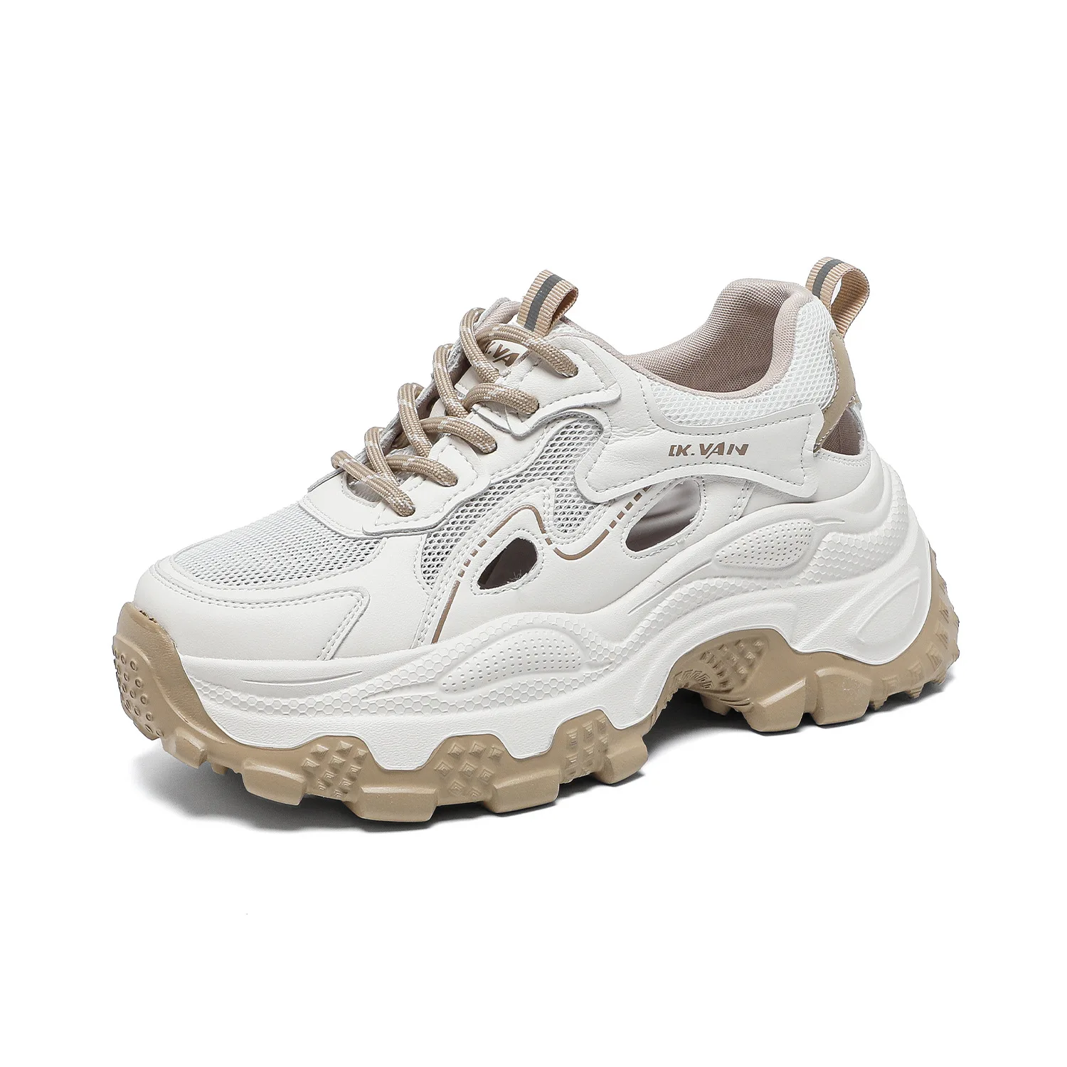 

Women Hollow Out Chunky Dad Sneaker Mesh Breathable Platform Thick Sole Lace Up Casual Walking Shoes Height Increasing Footwear