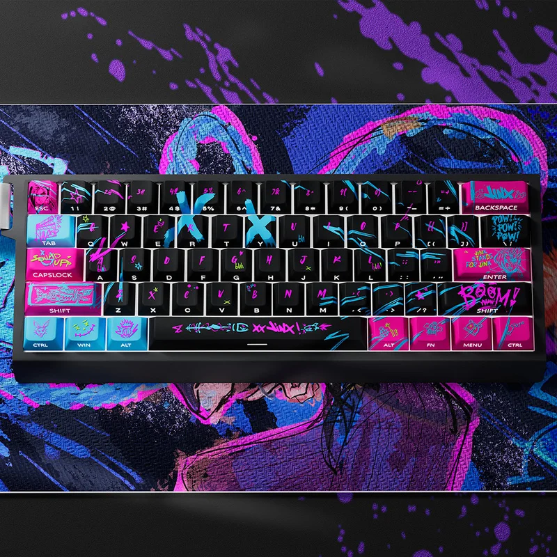 Jinx Anime Theme Keycaps Mechanical Keyboard Original Side Engraved PBT Gaming Keyboard Accessorie Collection Gift Keycaps