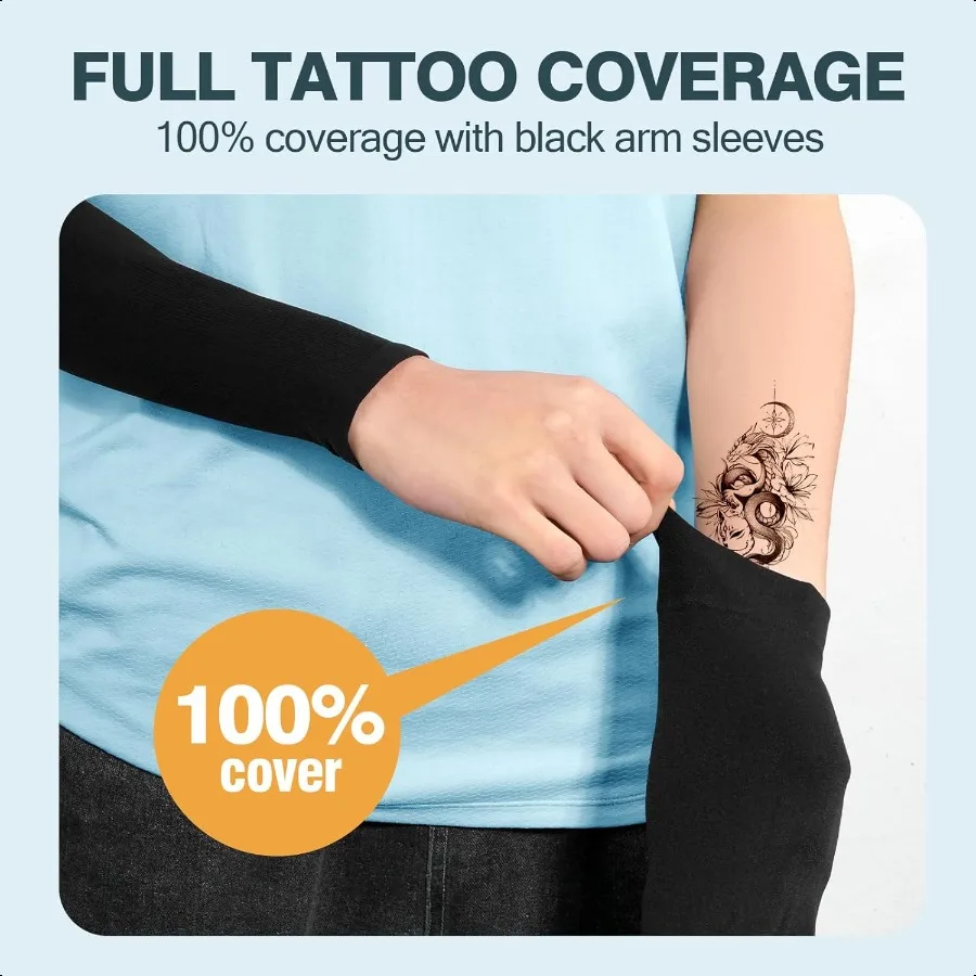 2 paia di maniche da braccio rinfrescanti con protezione UV, maniche da sole Comprion per uomo, donna, tatuaggio giovanile, copertura UPF 50
