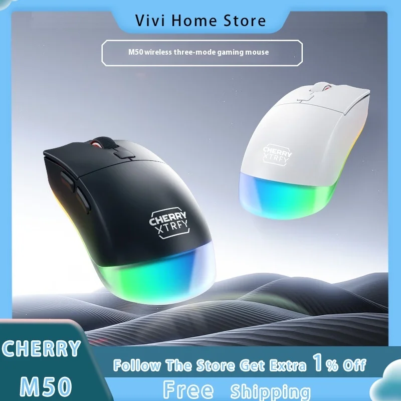 

CHERRY M50 Gaming Mouse 3Mode Wireless Bluetooth Mouse RGB Backlight Low Latency Gaming Mouse Laptop Office Mouse Pc Accessories