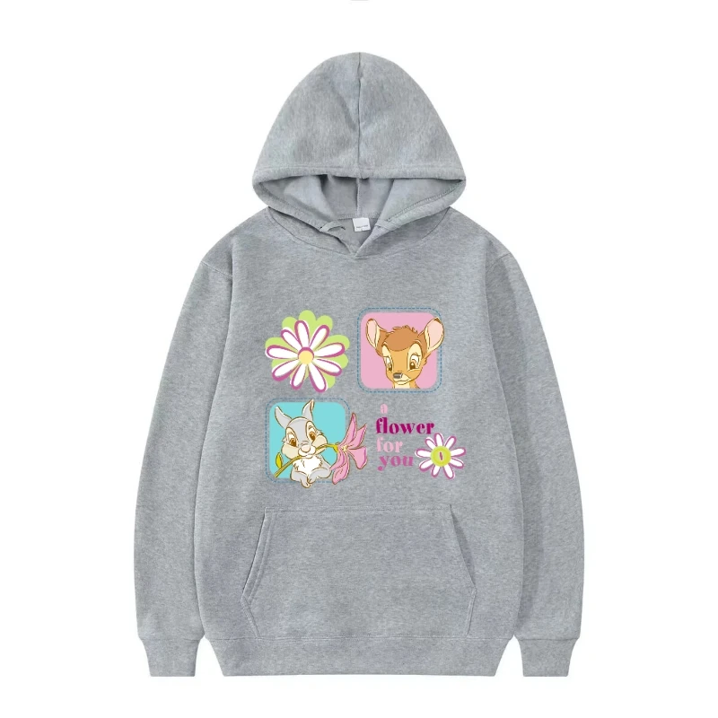 ديزني بامبي Kawaii الرجال امرأة سوداء الخريف الشتاء بلايز عادية تنوعا هوديس الرياضة بسيطة خمر فضفاض الصوف البلوفرات