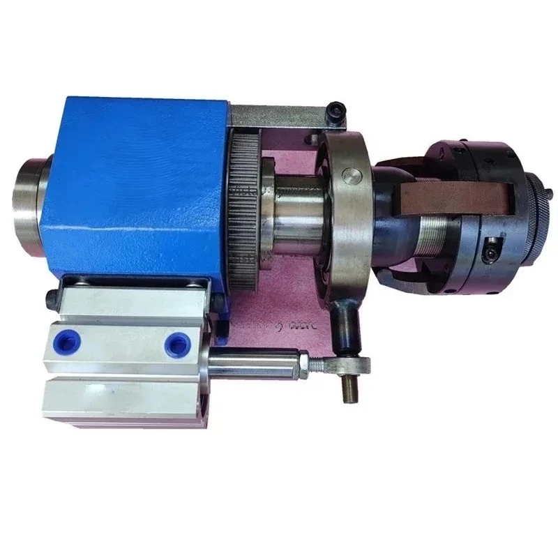 220V NEW Spindle Type Rotary Pneumatic Clamp Base Collet Small Machine Tool Headstock Spindle Base Quick Clamp