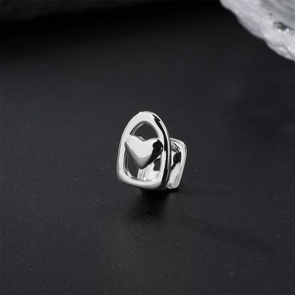 D & Z 싱글 치아 하트 모양 그릴, 할로우 하트 참 그릴, 치과 입 치아, 힙합 쥬얼리 선물, 새로운 패션