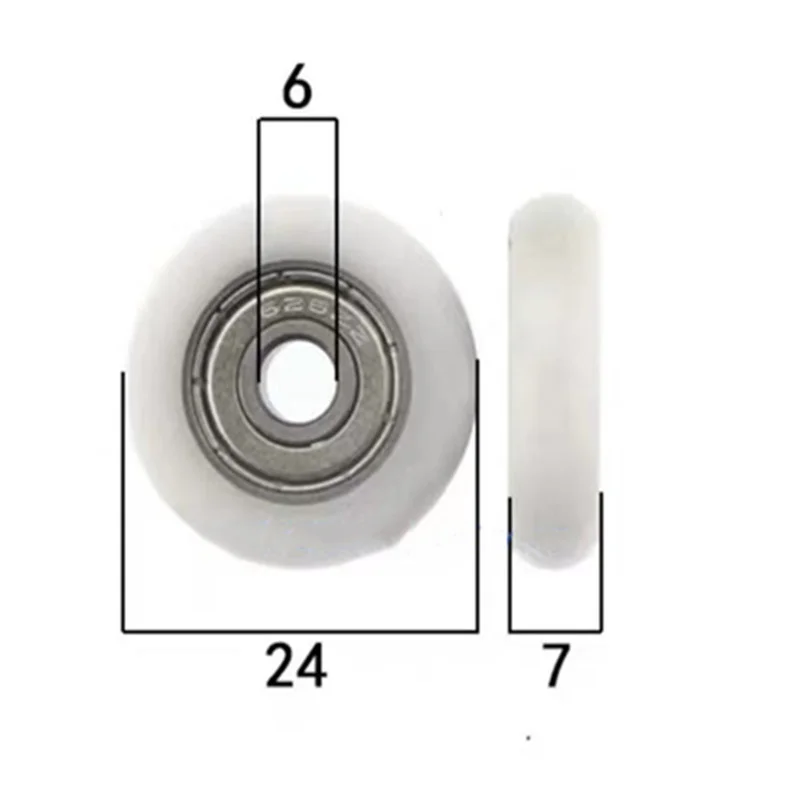 

5 pcs-500pcs Bearing 6x24x7 zz ID 6 mm OD 24 mm Thickness 7 mm Bearing 626zz POM Poly Tsuen Circular Arc Roller Pulley