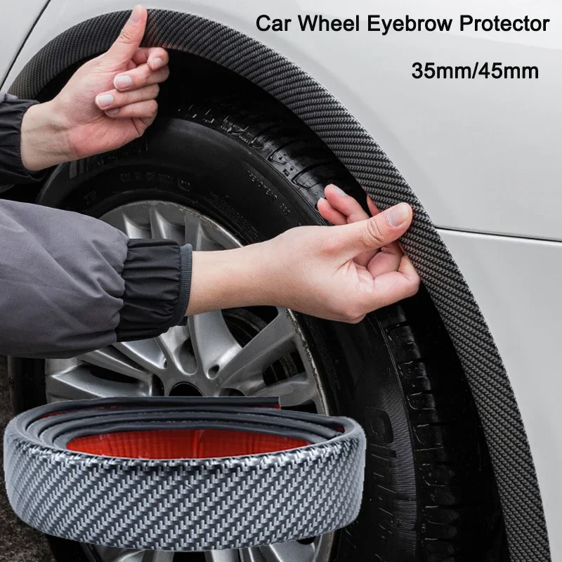 Car Wheel Eyebrow Protector 35/45mm Universal Fender Flare Lip Wheel-arch Trim Arch Extenders Decorative Scratch Proof PVC Black