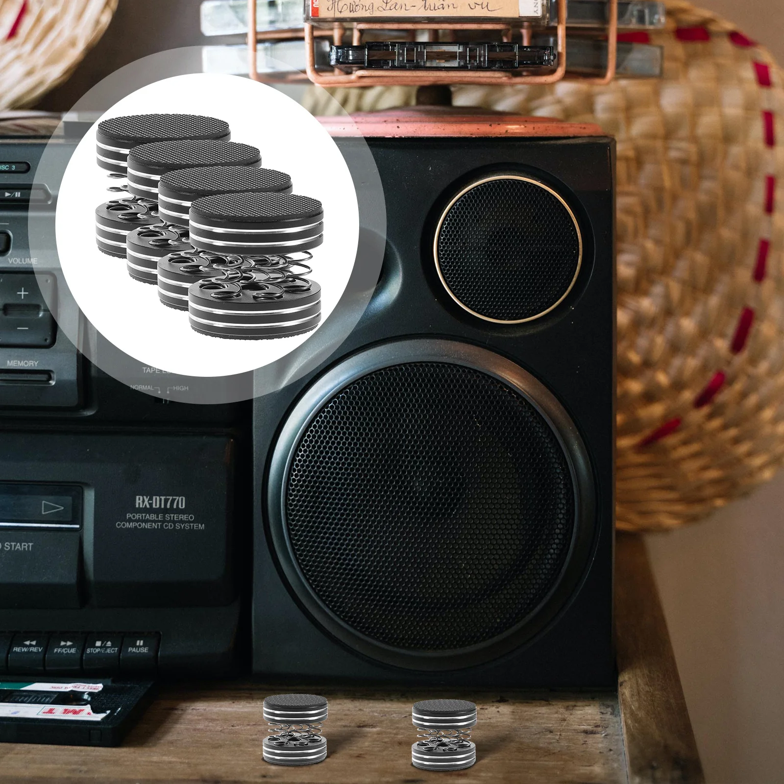 

4pcs Speaker Isolation Pad Aluminum Alloy Spring Subwoofer Vibration Absorber For Hifi Audio System Turntable Amplifier