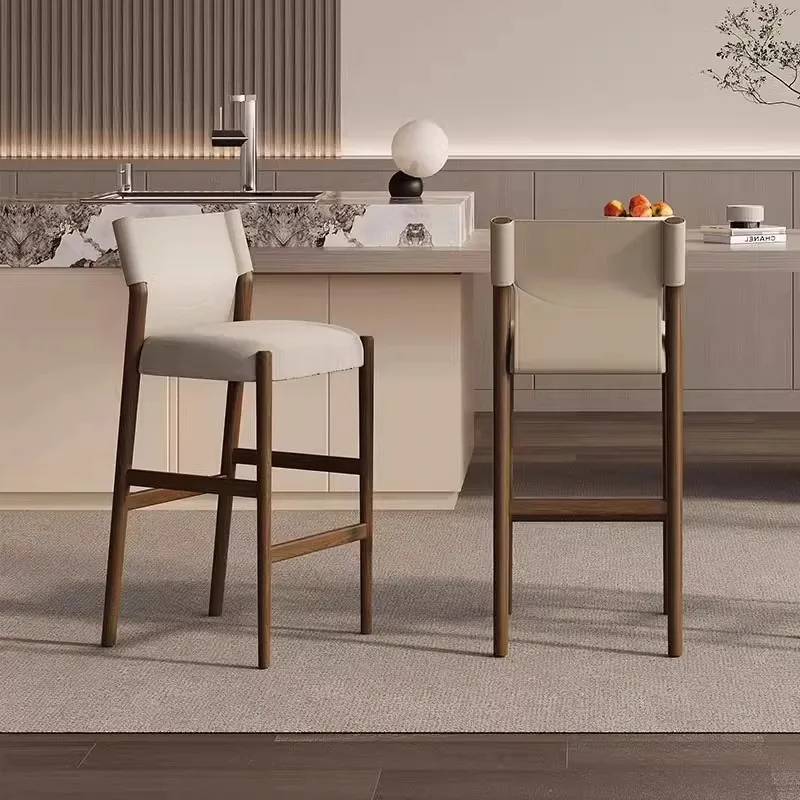 

Counter Stools Kitchen Bar Chairs Island Leather Wood Aesthetic Ergonomic Breakfast Console Sillas Para Fiestas Bar Furniture
