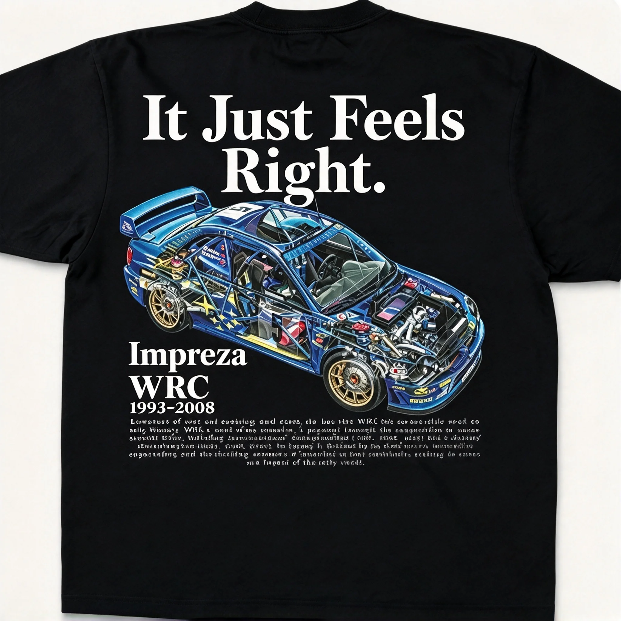 2026 Retro Rally Race Car Graphic Short Sleeve T Shirt, Back Large Detailed Racing Vehicle Print Motorsport Style Tops for man