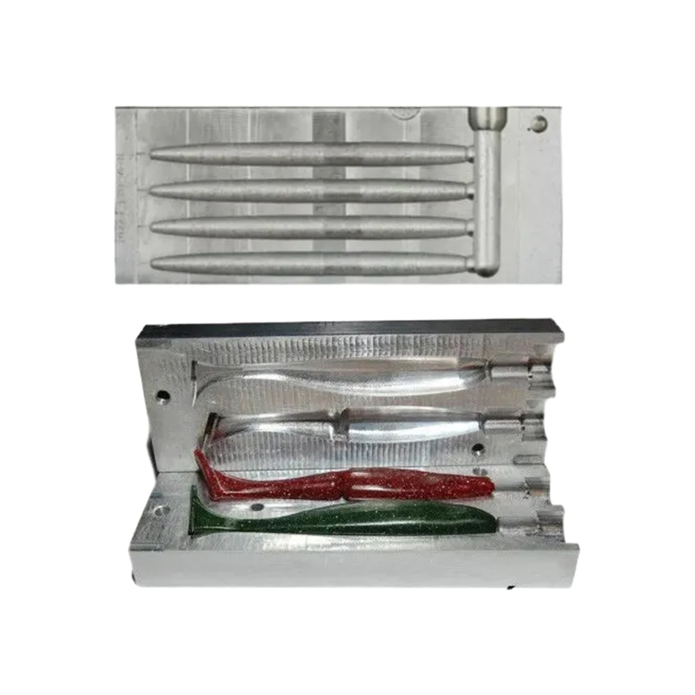 

High-precision aluminum alloy professional lure molds, durable and easy to demold with silicone/soft bait materials; an essentia