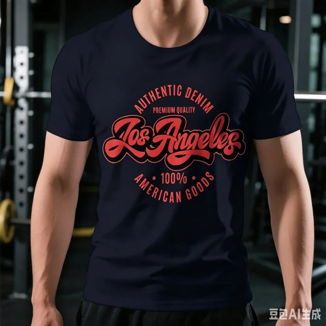 Men's Los Angeles Letter Print T-Shirt Summer Simple Style Man Clothes Casual O-Neck Short Sleeve Trend Streetwear Tee Top