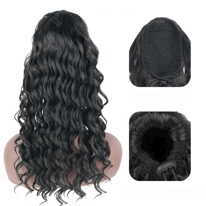 

Pulling rope ponytail fluffy curly female hair chemical fiber ponytail curly wig