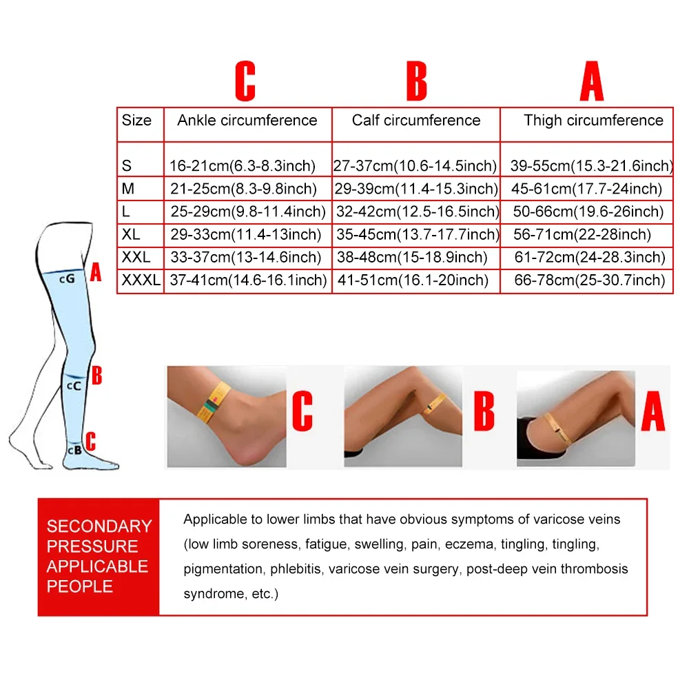1Pair Thigh High Compression Stockings Footless 20-30 MMHg Compression Stockings With Silicone Dot Band for Unisex
