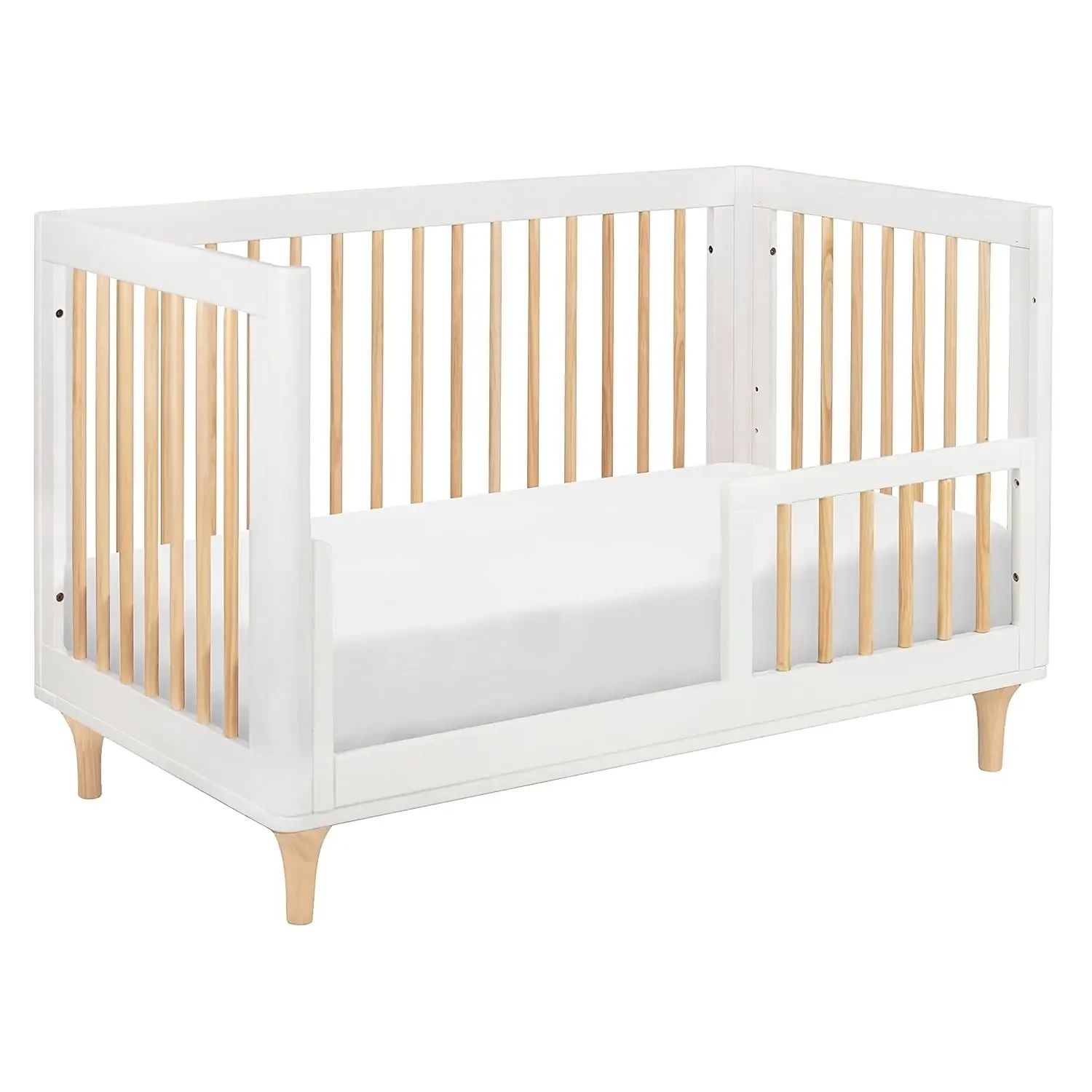 Babyletto Lolly 3-in-1 Convertible Crib with Toddler Bed Conversion Kit in White and Natural, Greenguard Gold Certified