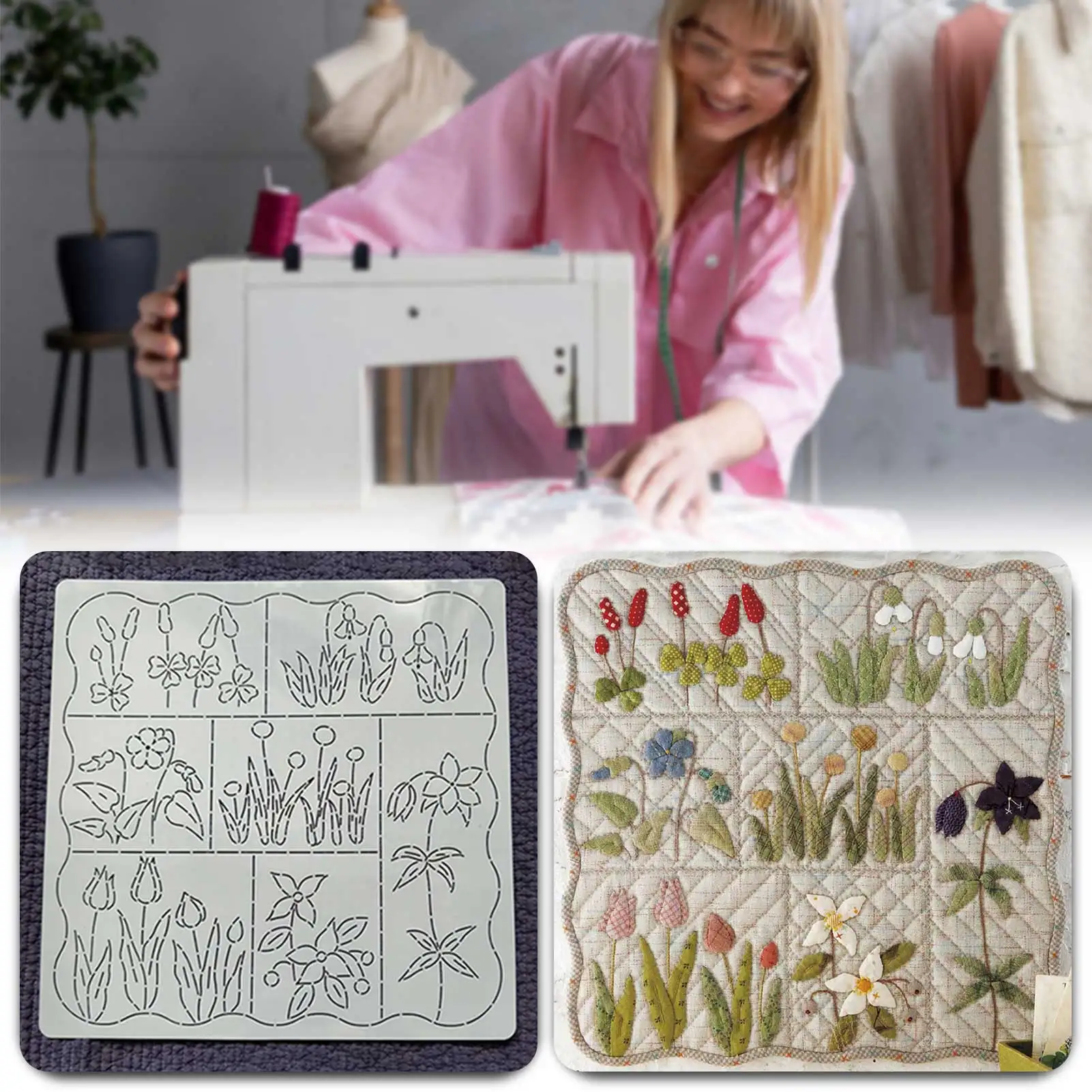 

Шаблон для вышивания, весенний цветочный узор, мягкий тонкий шаблон в стиле пэчворк, сделай сам, ручное шитье, украшение, инструмент для вышивания для рукоделия